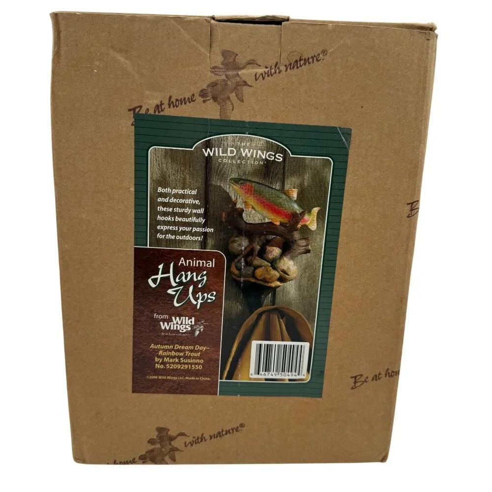 Wild Wings Rainbow Trout Wall Hook Mark Susinno w/ Box Rustic Lodge Decor Angler